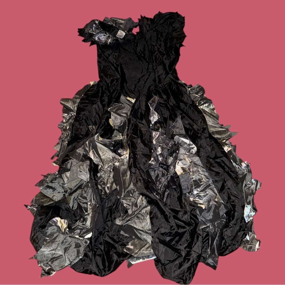 Spirit Halloween Zombie Prom Queen Black and Silver Dress Costume Horror